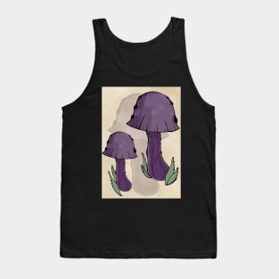 Dark Purple Cottagecore Mushrooms, Classy Portrait Style Tank Top